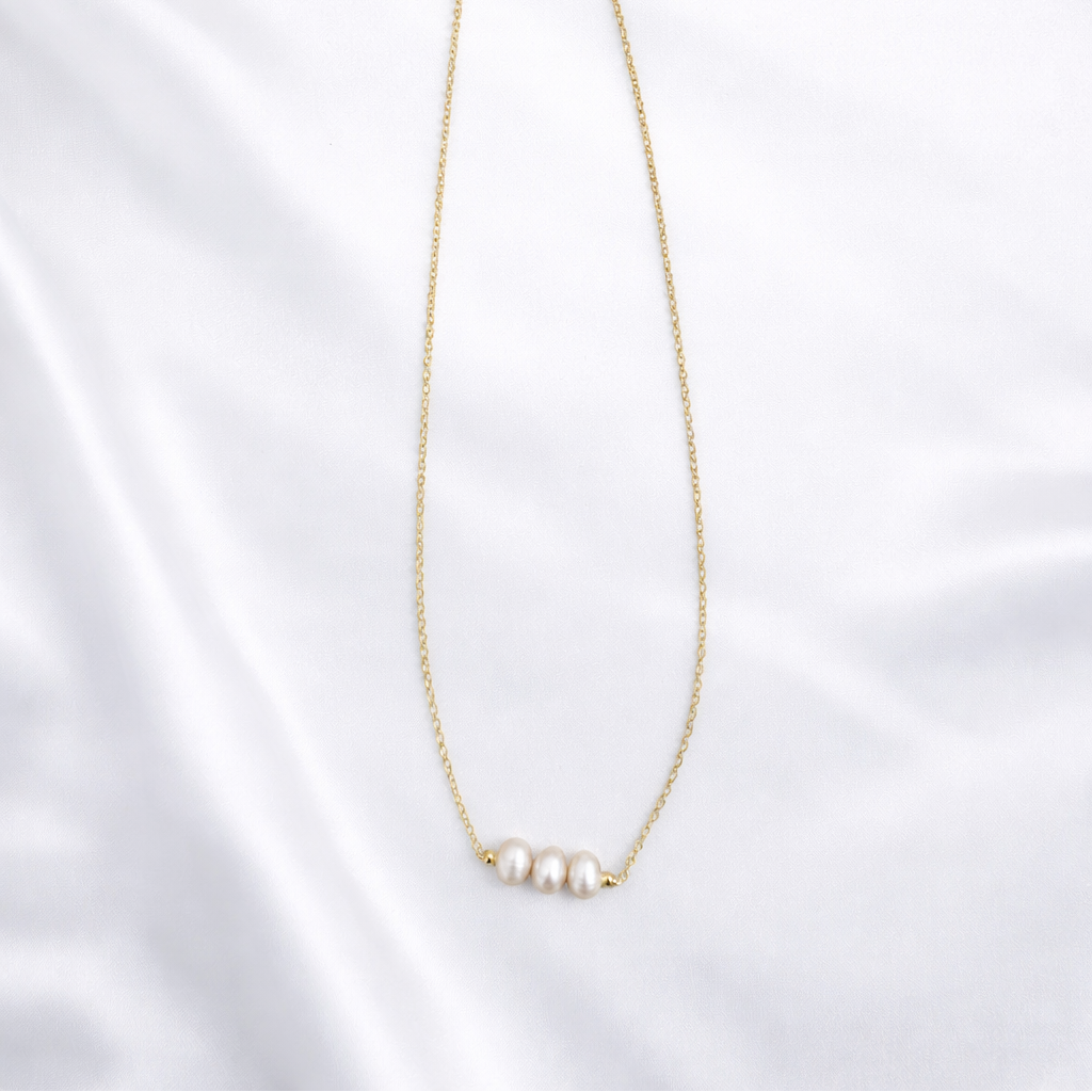 aspen freshwater gold pearl necklace on a clean bridal jewellery background
