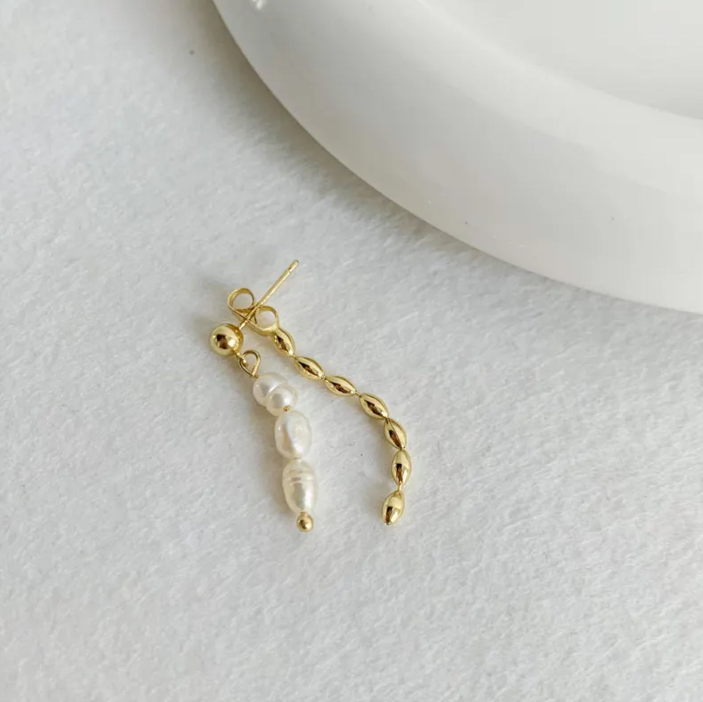 Keats Triple Pearl Golden Earrings