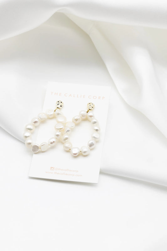 Koa Freshwater Pearl Hoop Earrings