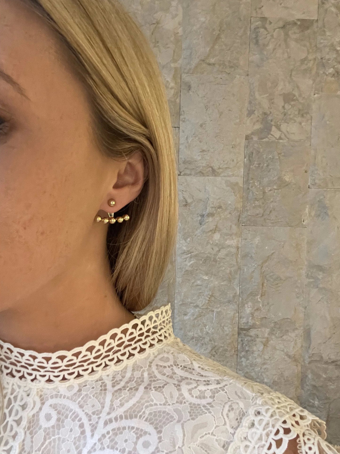 Maddison Gold Ball Jacket Earrings