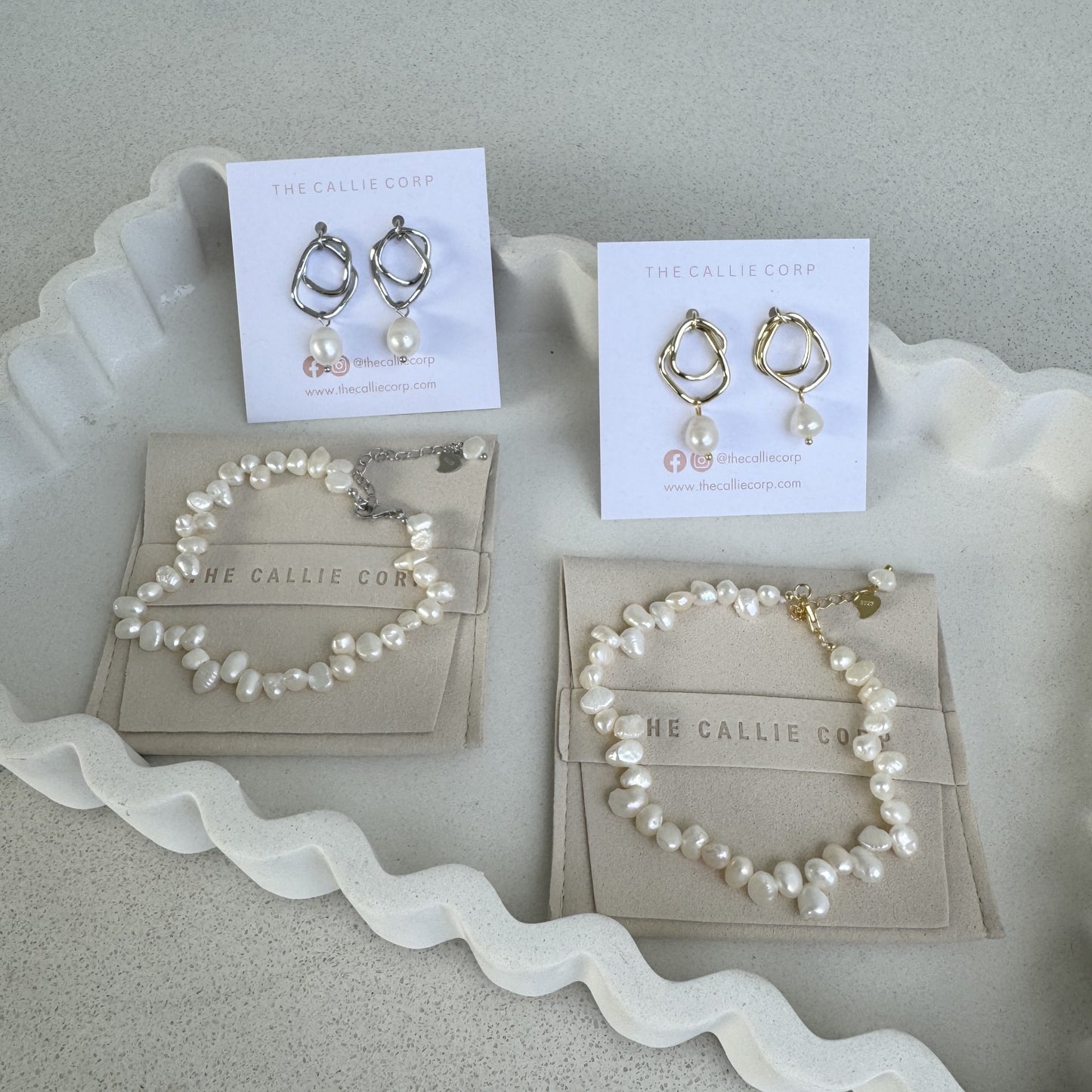 May Bridal Jewellery Bundle | Pearl Earrings & Bracelet Set