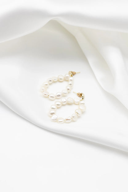 Koa Freshwater Pearl Hoop Earrings