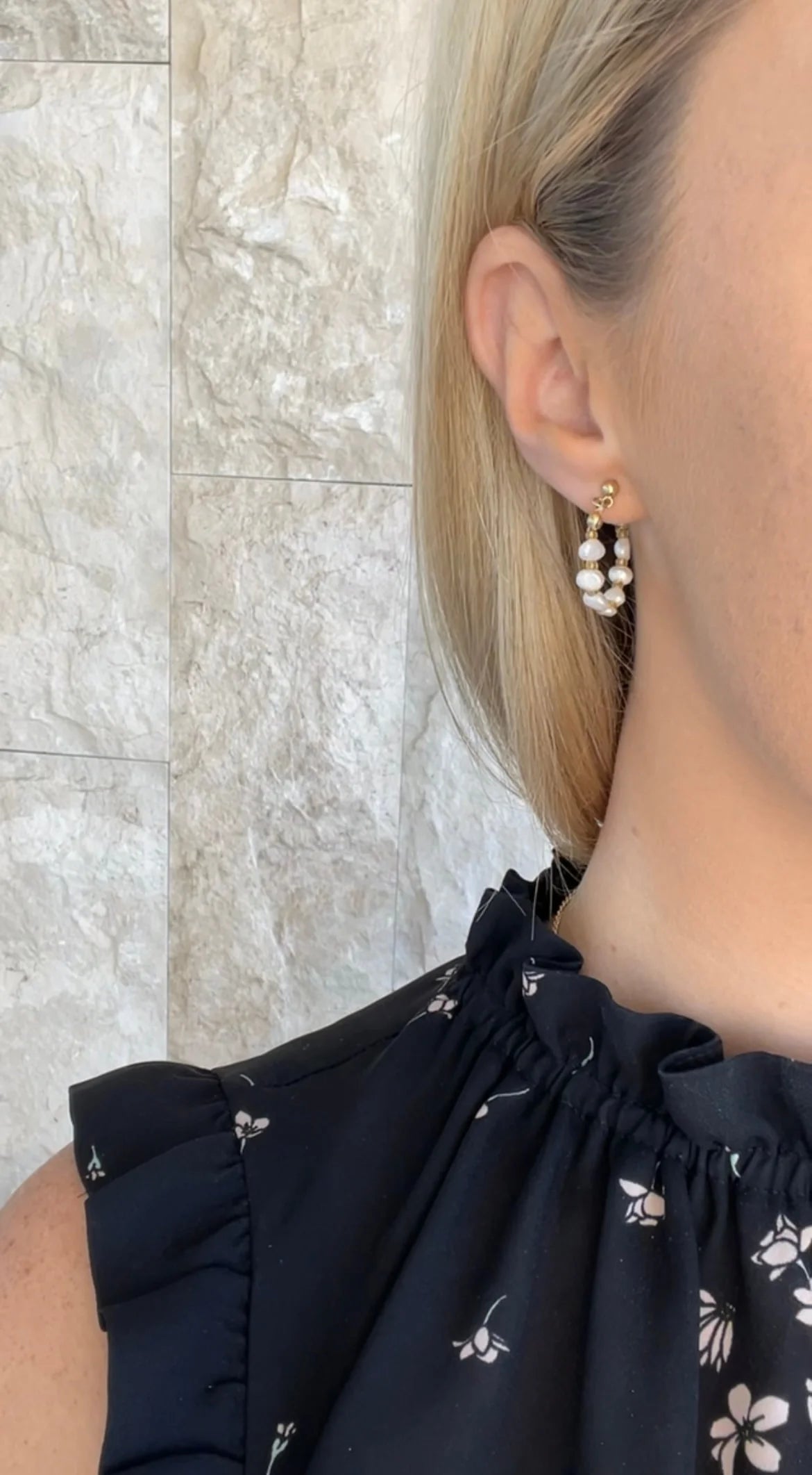 Bailey Freshwater Pearl Hoop Earrings