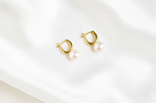 Harper Gold Pearl Hoop Earrings
