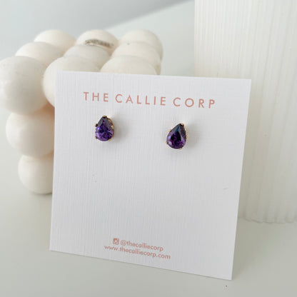TearDrop Gemstone Studs (various colours)