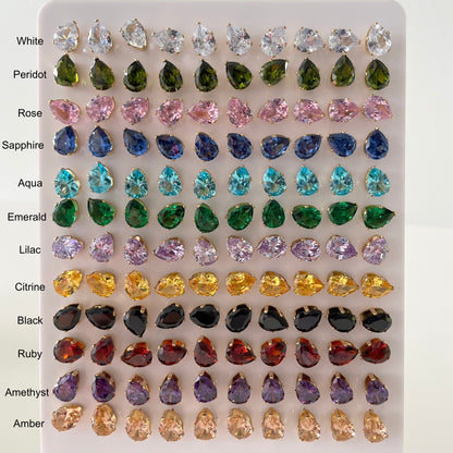 TearDrop Gemstone Studs (various colours)