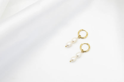 Jackie Freshwater Pearl Hoop Earrings
