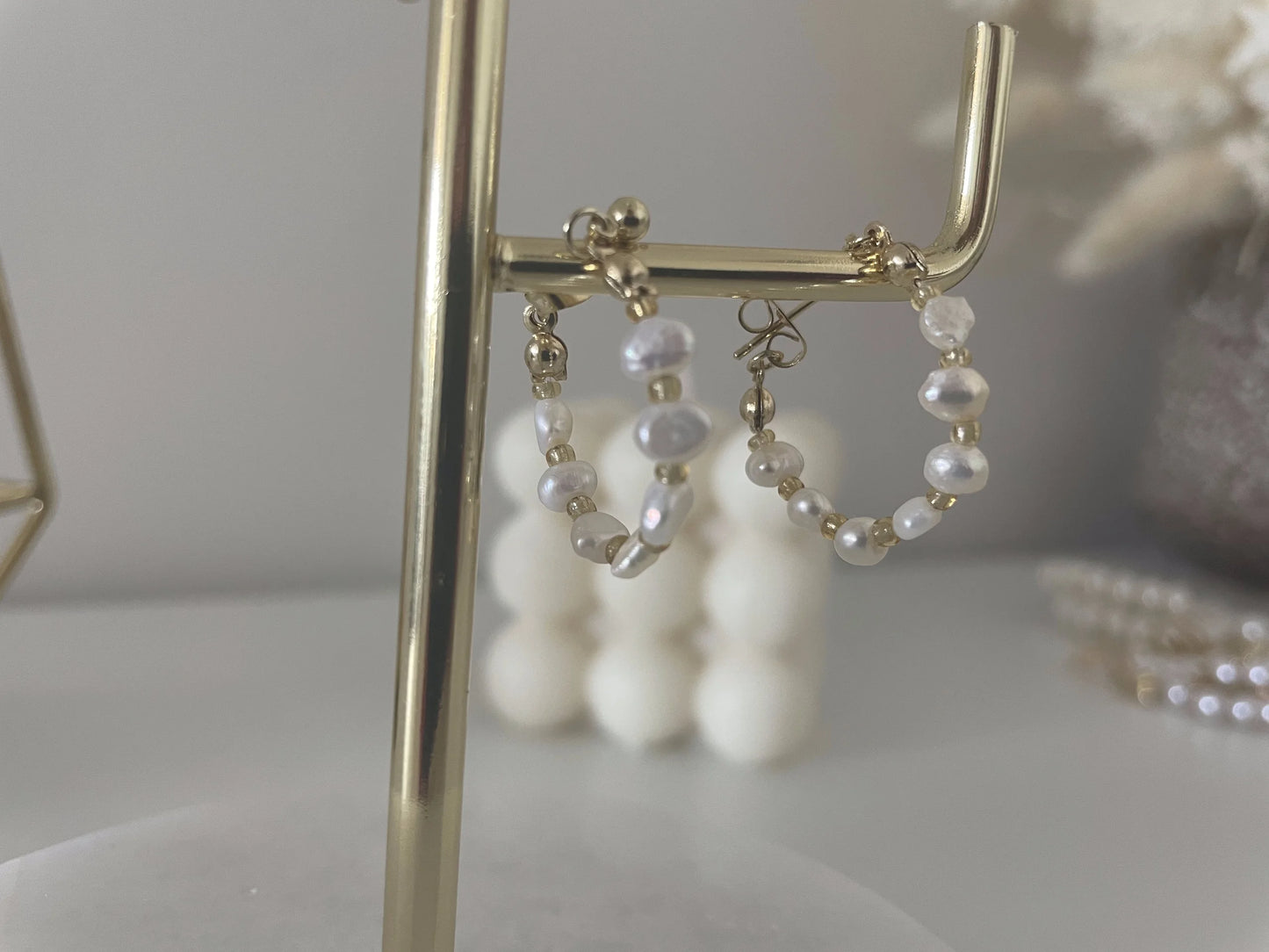 Bailey Freshwater Pearl Hoop Earrings