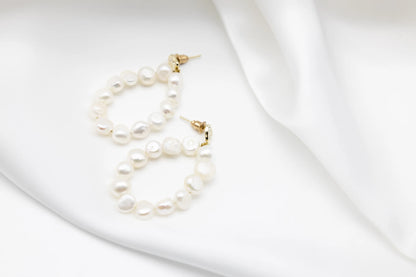 Koa Freshwater Pearl Hoop Earrings