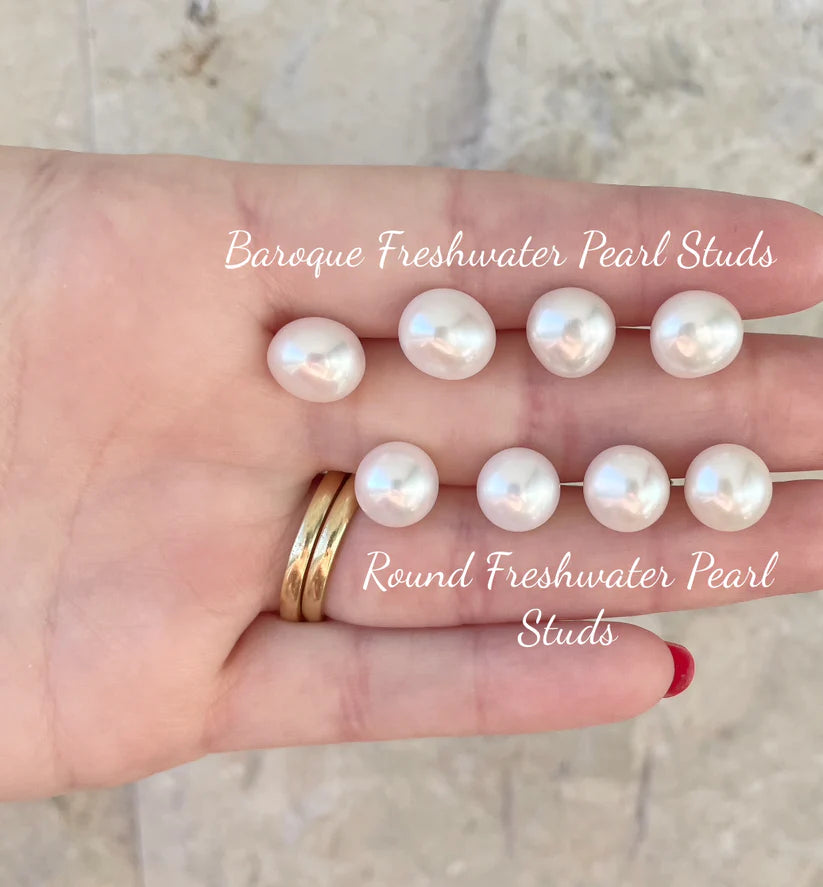 Baroque Freshwater Pearl Studs - One of a Pearl